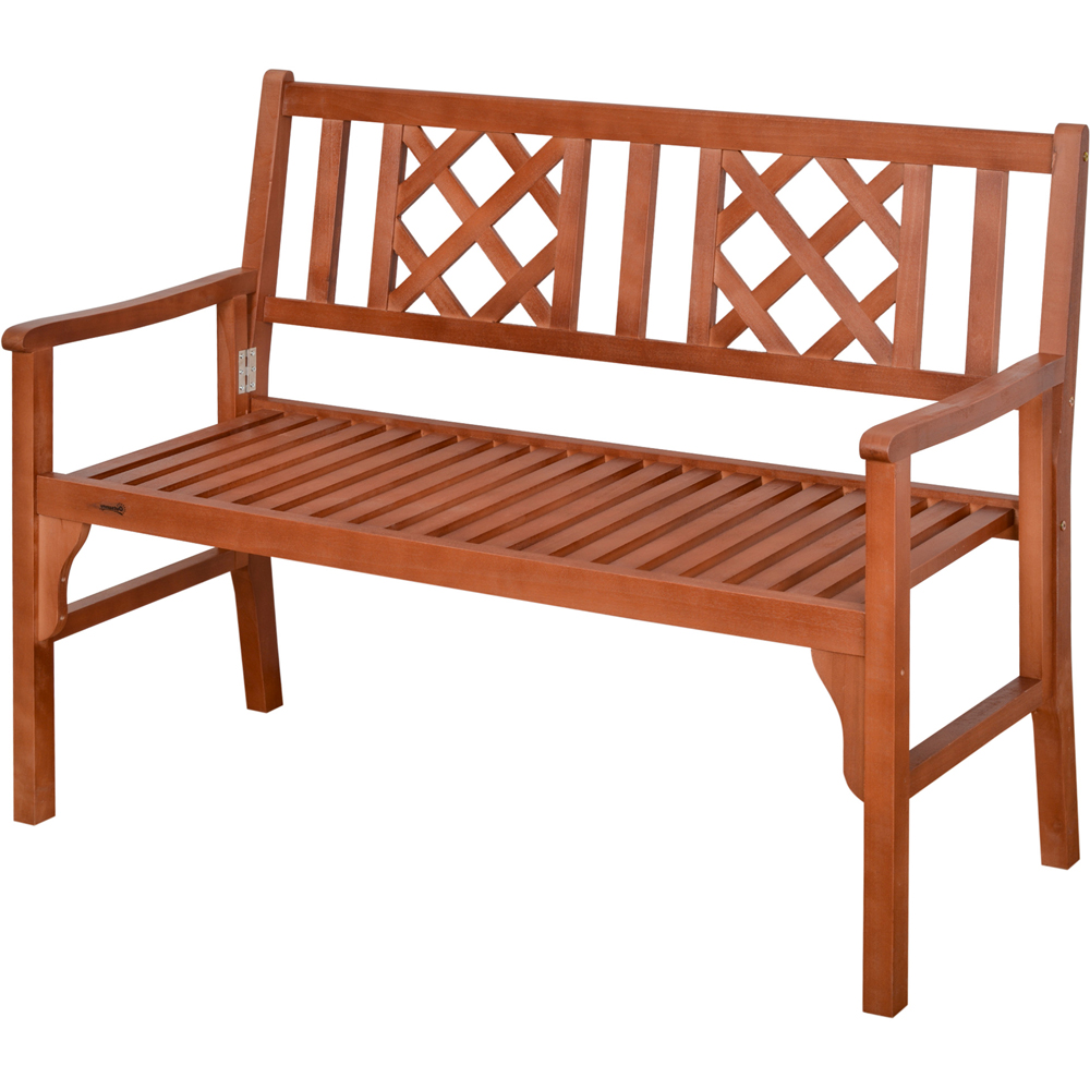 Outsunny 2 Seater Brown Wooden Foldable Garden Bench Image 2