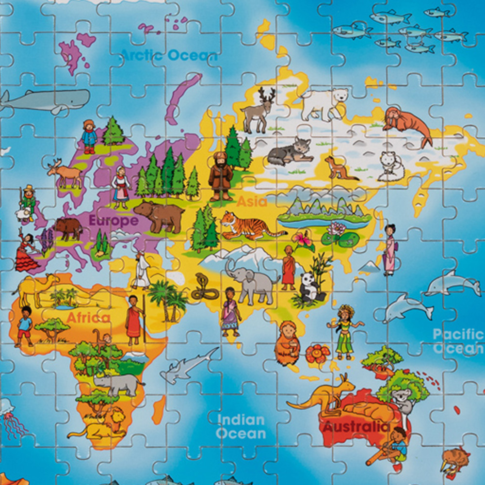 Goki Wooden 192 Pieces Giant World Jigsaw Puzzle Image 4
