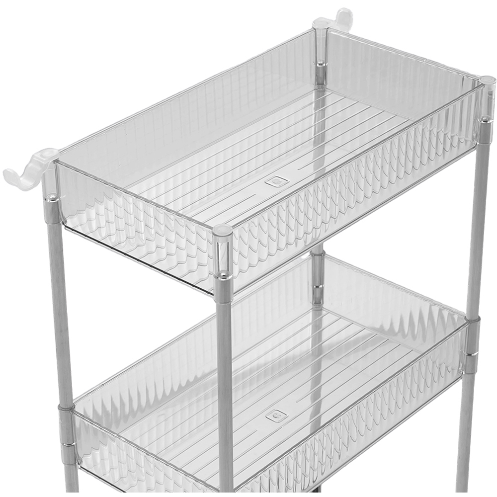 Living and Home 3-Tier Clear Storage Cart Image 4