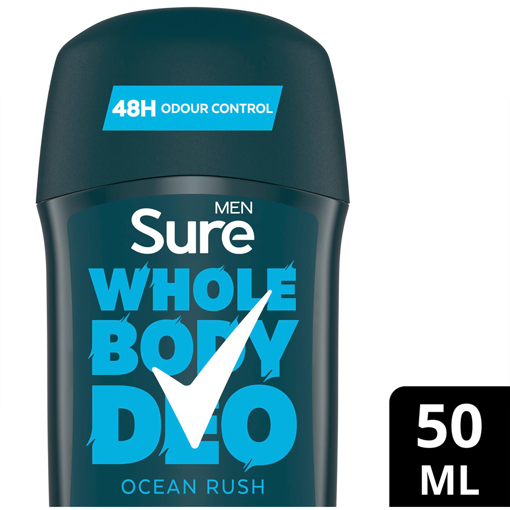 Sure Men 48H Odour Control Ocean Rush Deodorant Stick 50ml 6 Pack Image 4