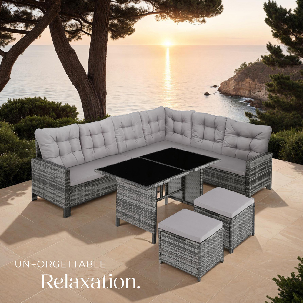 tectake Barletta 8 Seater Grey Rattan Garden Sofa Set Image 8