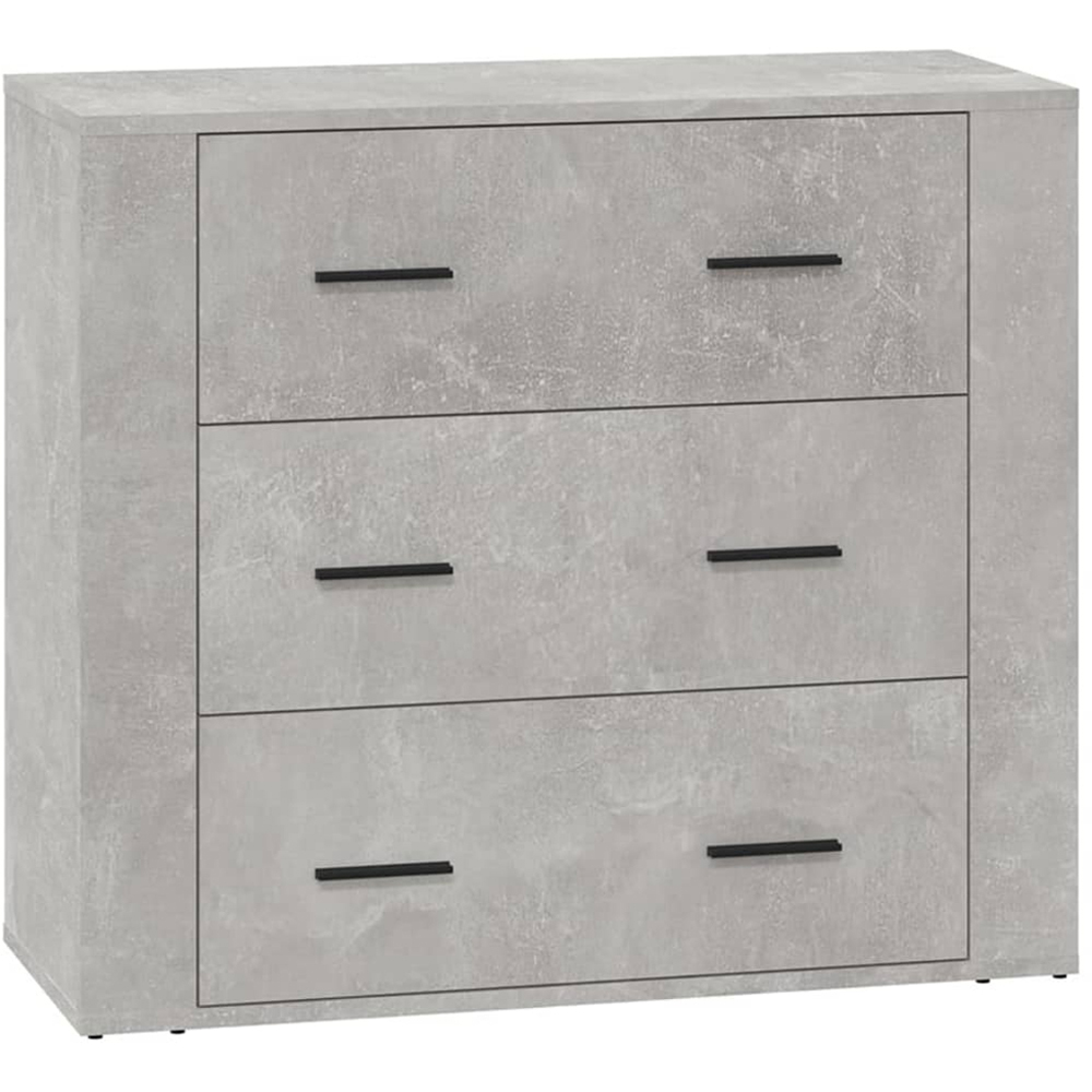 vidaXL 3 Drawer Concrete Grey Sideboard Image 2