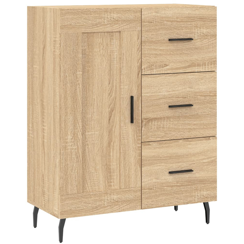 vidaXL Single Door 3 Drawer 3 Open Shelf Sonoma Oak Highboard with Metal Legs Image 7