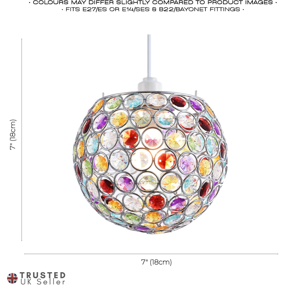Happy Homewares Round Globe Small Multi Acrylic Bead Jewels Pendant Shade Image 7