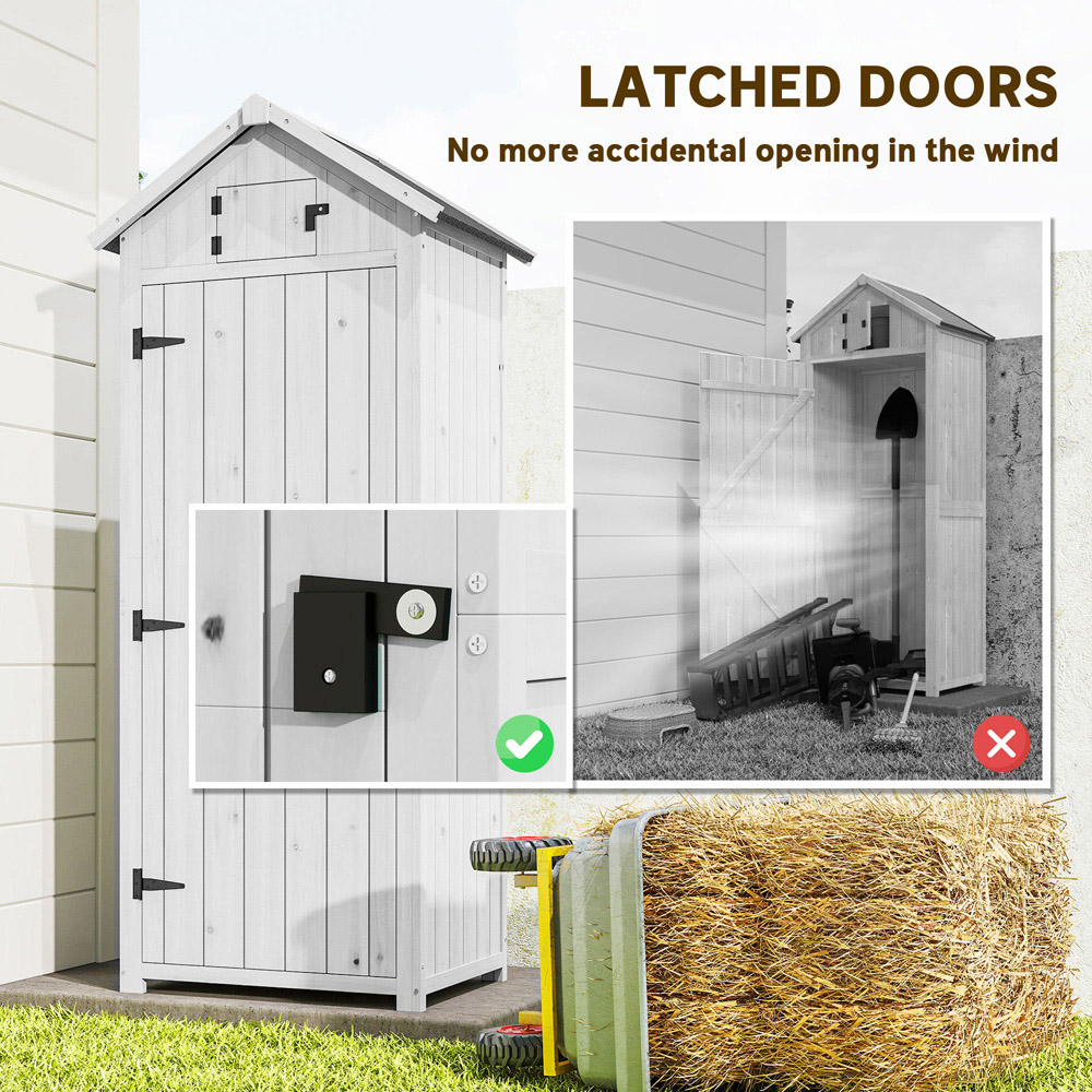 Outsunny 2.5 x 1.7ft Single Door Light Grey Wooden Garden Storage Shed Image 6