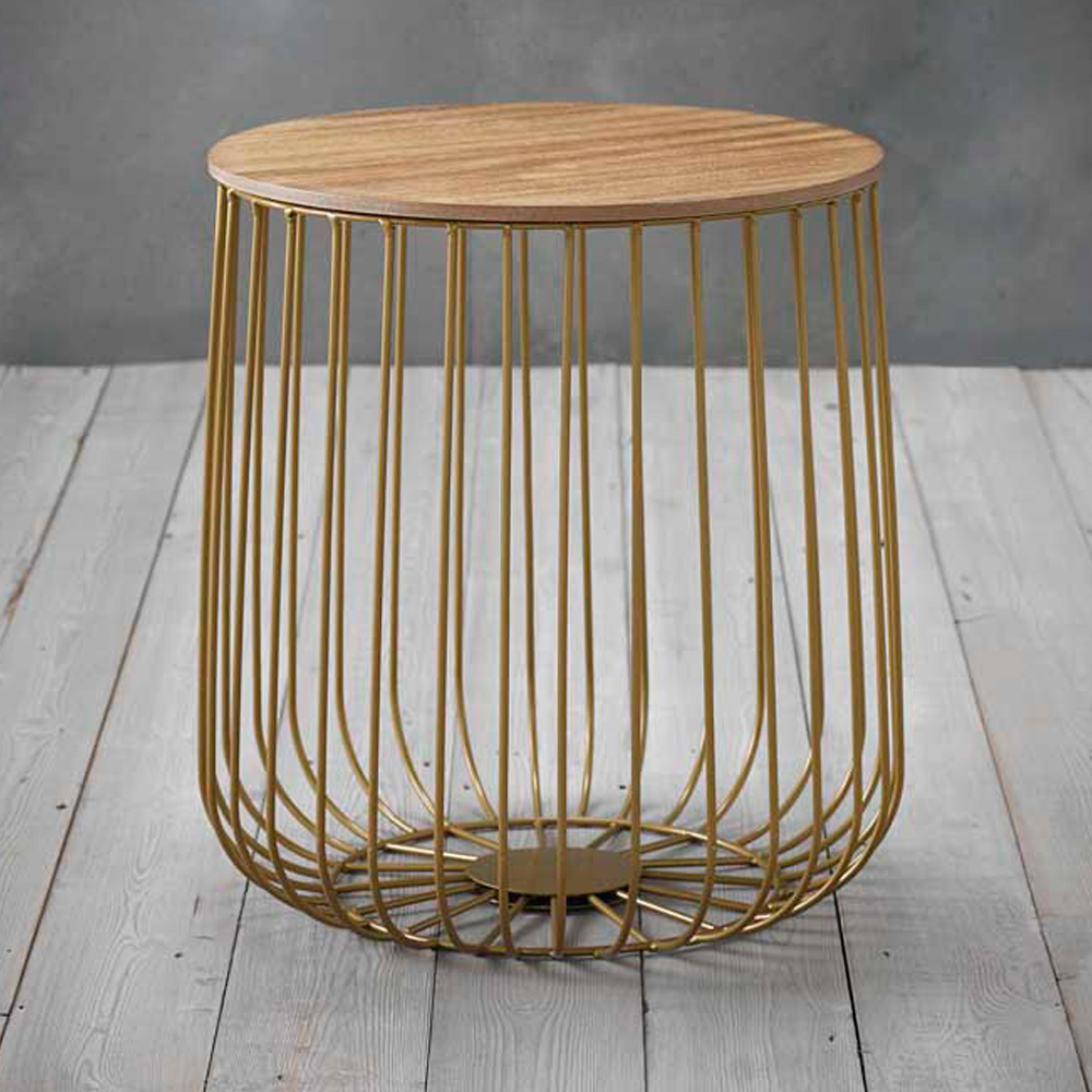 Enzo Solid Oak Small Cage Table Image 1
