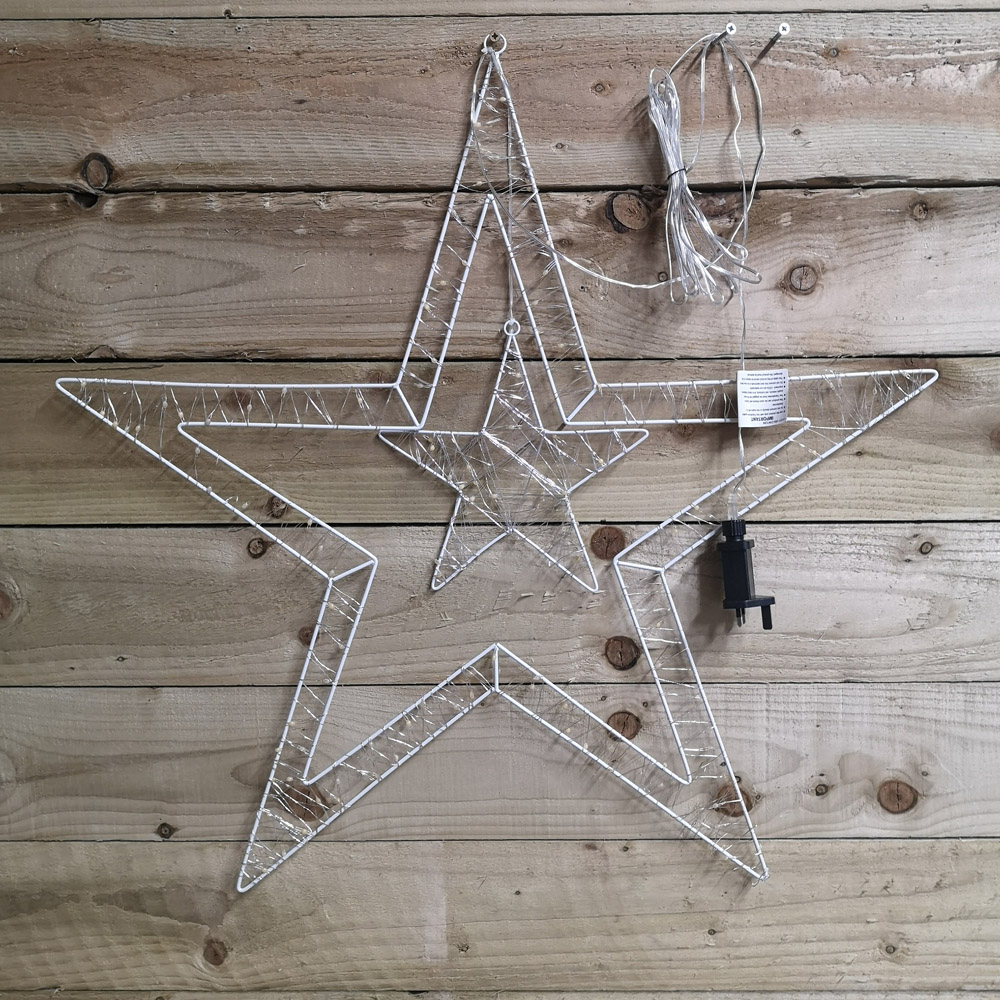 Samuel Alexander Warm and Cool White Double Star LED Christmas Decoration 80cm Image 3