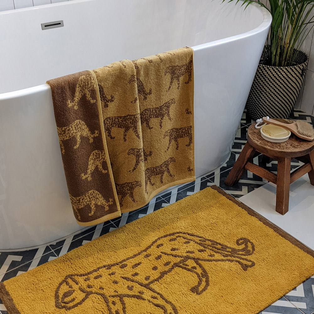 furn. Leopard Cotton Jacquard Gold Hand Towel Image 5