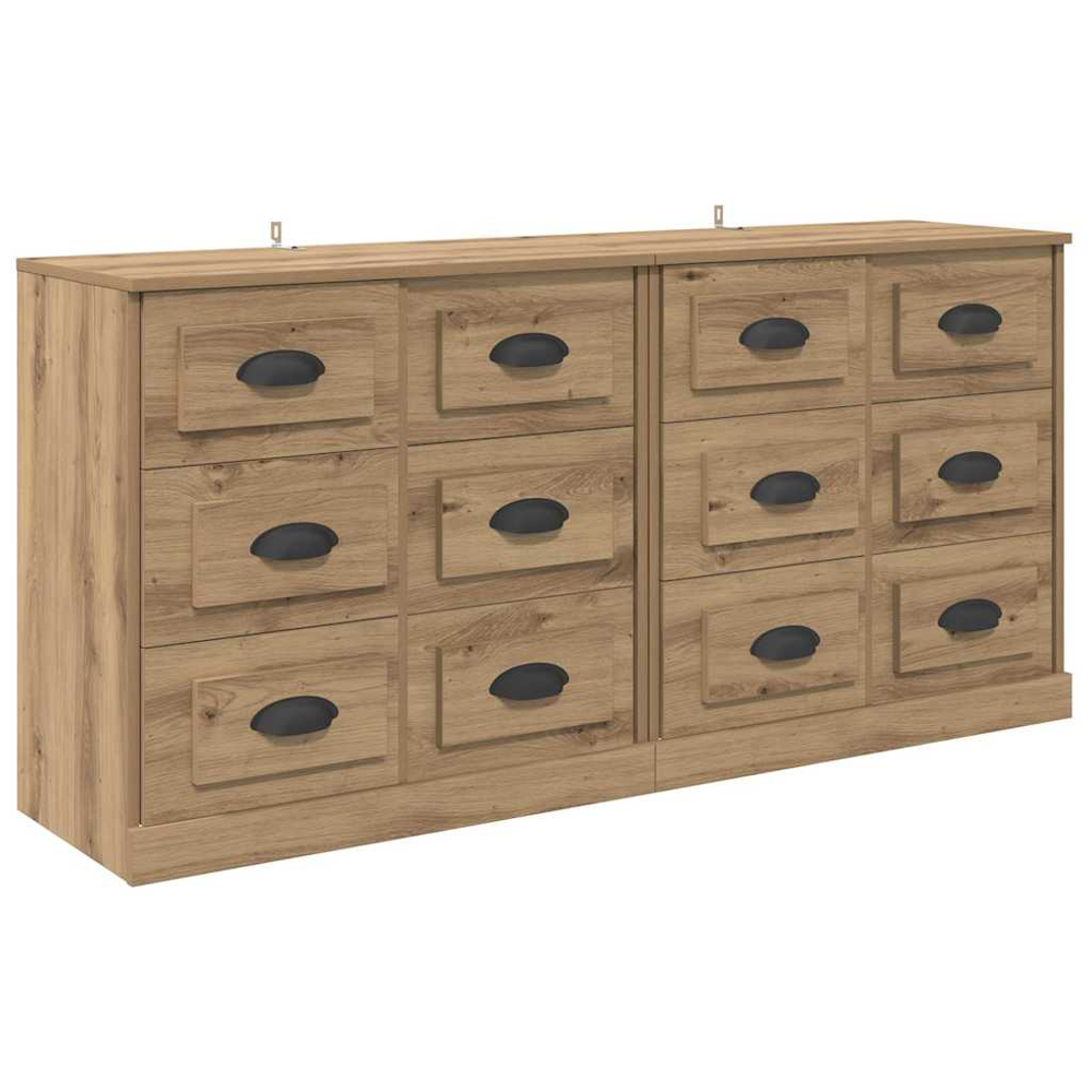 vidaXL 6 Drawer Artisan Oak Modern Sideboard Set of 2 Image 5