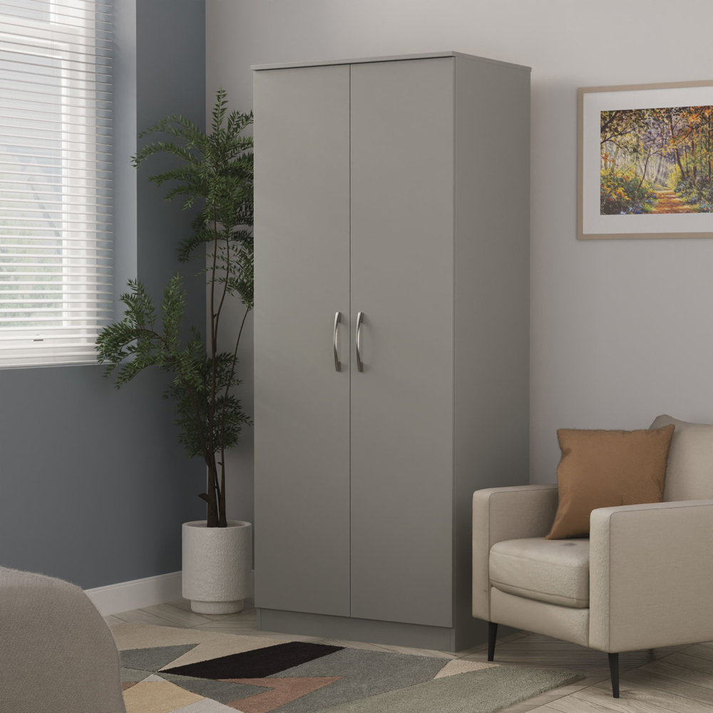 Crowndale Avon 2 Door Dusk Grey Wardrobe Ready Assembled Image 7