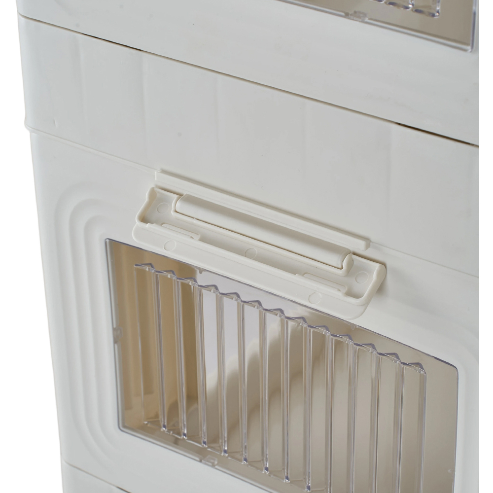 Living and Home 5 Tier White Foldable Storage Cart with Wheels Image 5