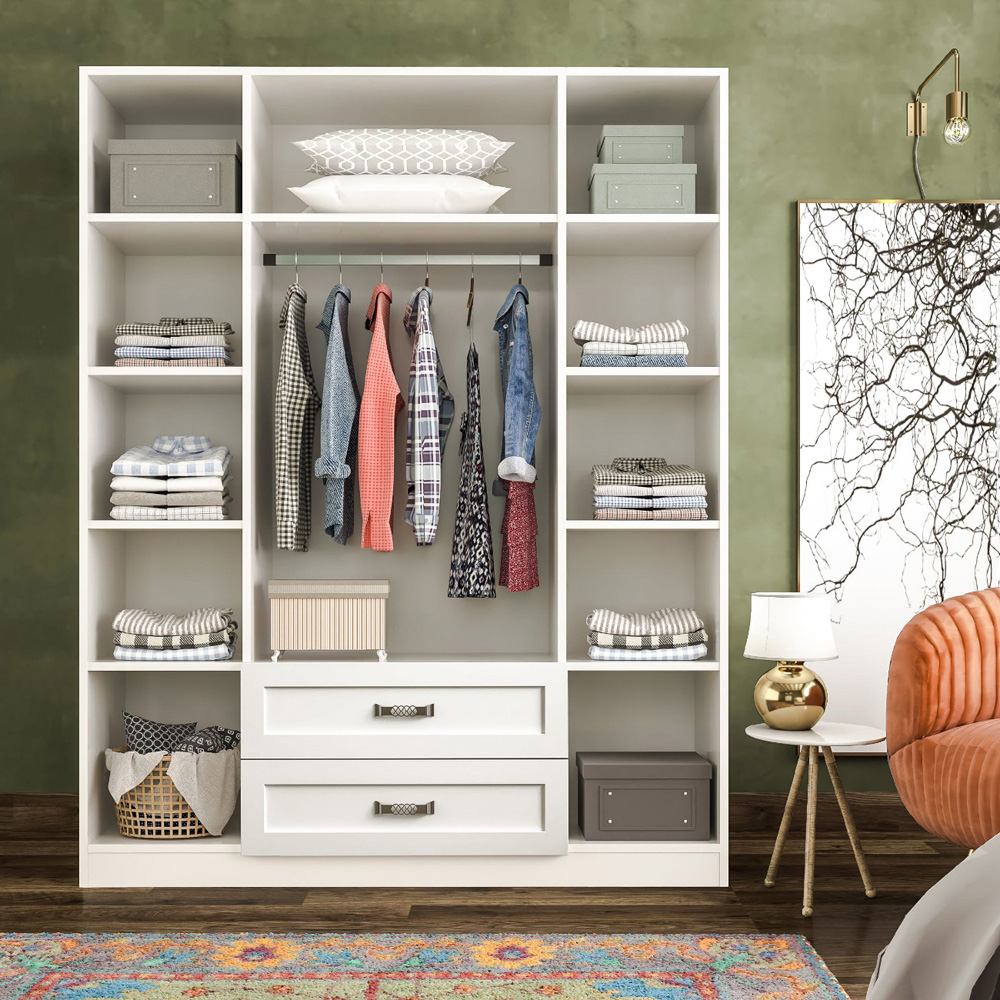 Evu VISTA 4 Door 2 Drawer White Mirrored Wardrobe Image 4