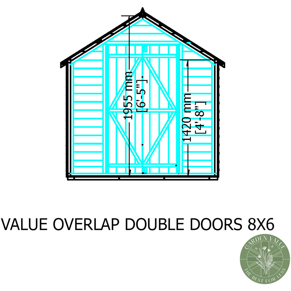 Shire 6 x 8ft Double Door Overlap Apex Shed Image 7