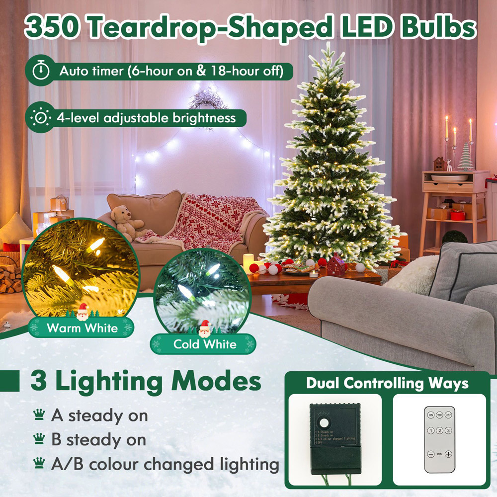 Costway Pre Lit White LED Artificial Christmas Tree with Remote 6ft Image 7