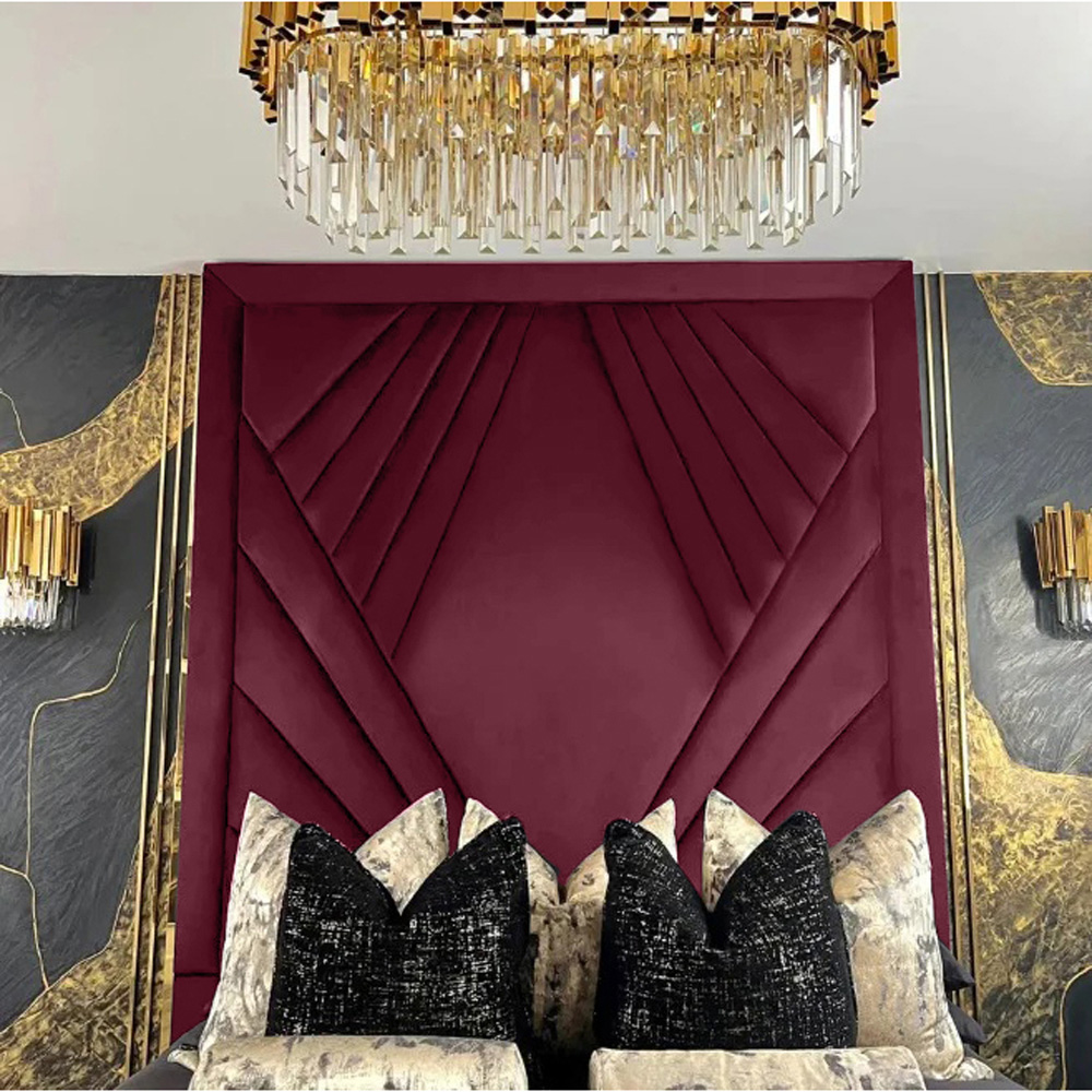 Eleganza Home Solia Super King Size Maroon Plush Velvet Bed Frame with Headboard Image 3