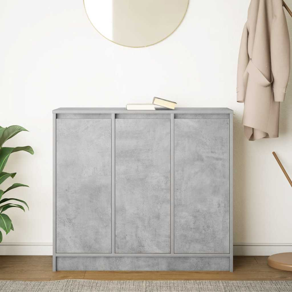 vidaXL 3 Door Concrete Grey Wooden Sideboard Image 9