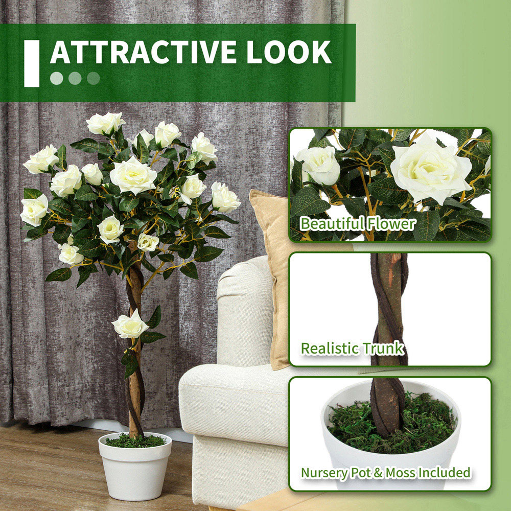 Portland White Rose Artificial Tree in Pot 90cm 2 Pack Image 8