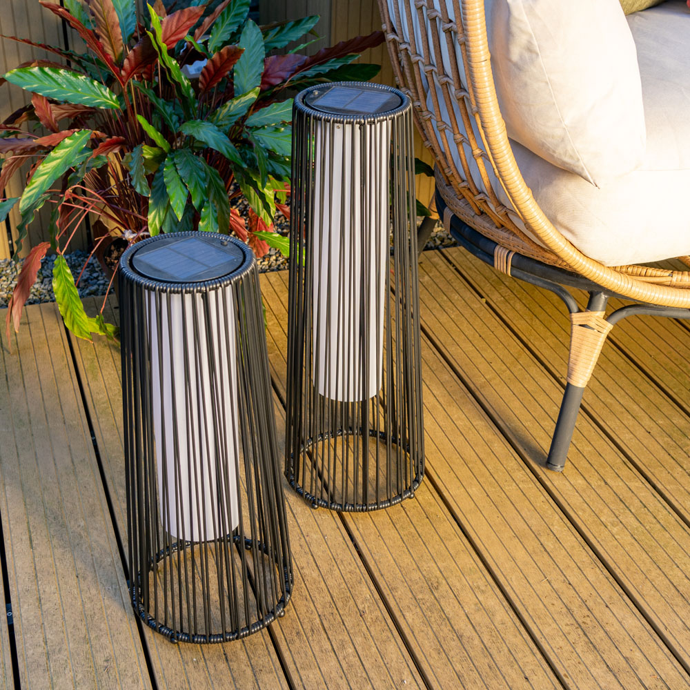 ValueLight Rattan Black Large Solar Floor Lamp Image 3
