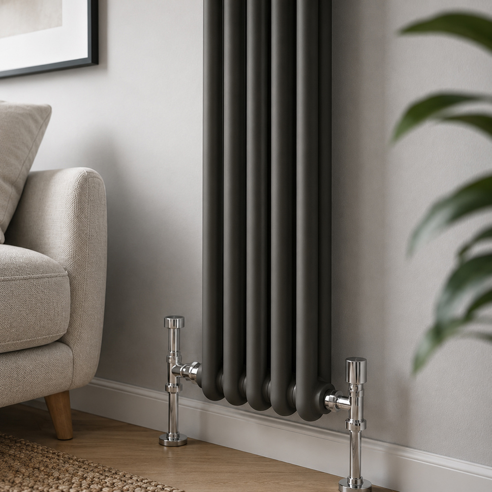 Go Bathrooms Uxbridge Anthracite Vertical Traditional Colosseum Radiator 1800 x 200mm Image 3
