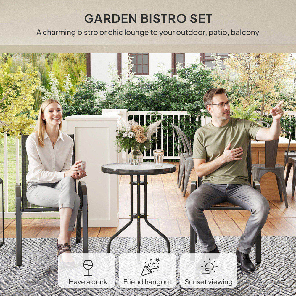 Outsunny 2 Seater Small Garden Bistro Set Black Image 4