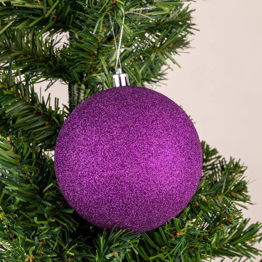 Shatchi 10cm Purple Shatterproof Bauble 6 Pack Image 3