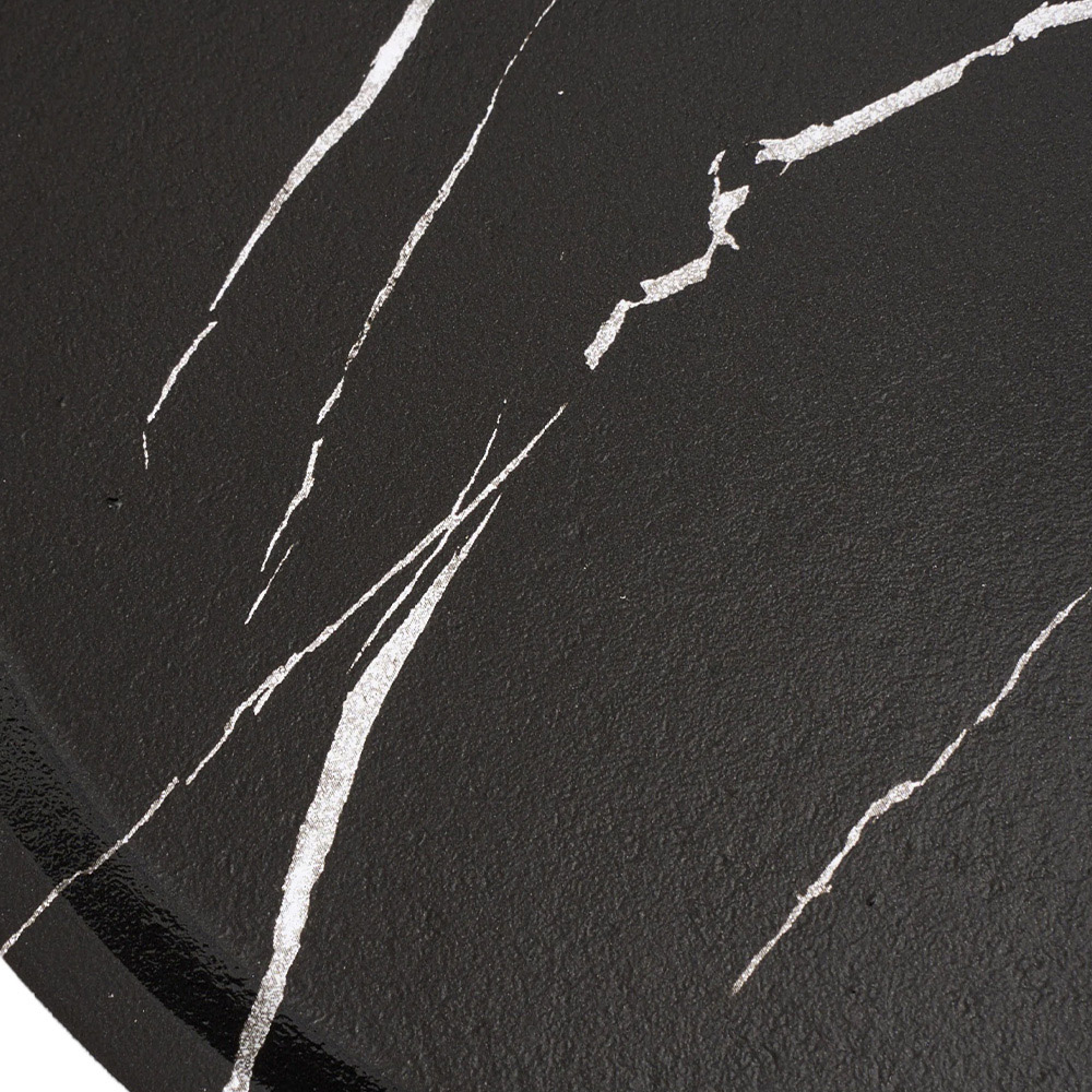 Living and Home Black Marble Effect C-Shape Side Table Image 5