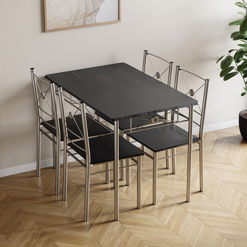 VIDA DESIGNS Roslyn 4 Seater Dining Set Black Image 2