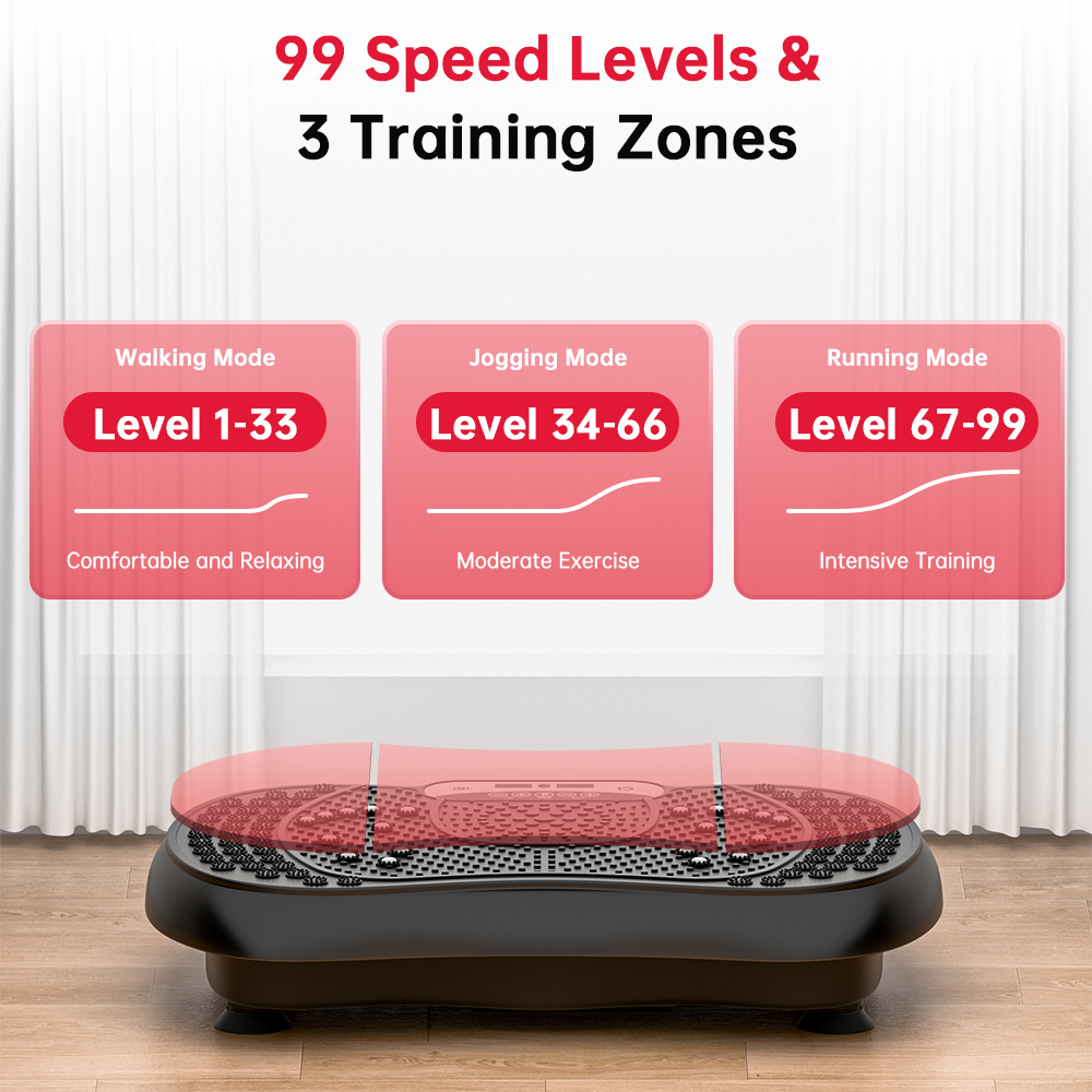 Rattrix Black Vibration Plate Exercise Machine with Bluetooth Speaker and Resistance Bands Image 9