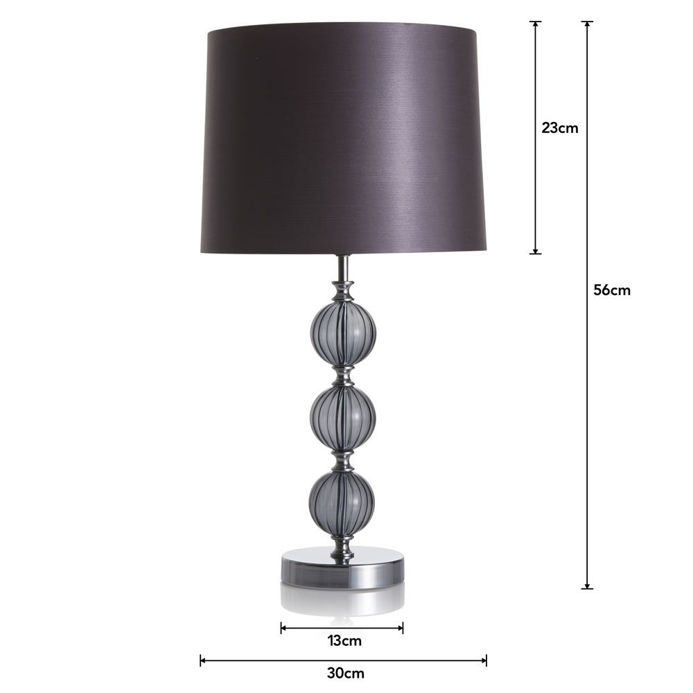 Wilko Cool Grey Glass Ball Detail Table Lamp Image 4