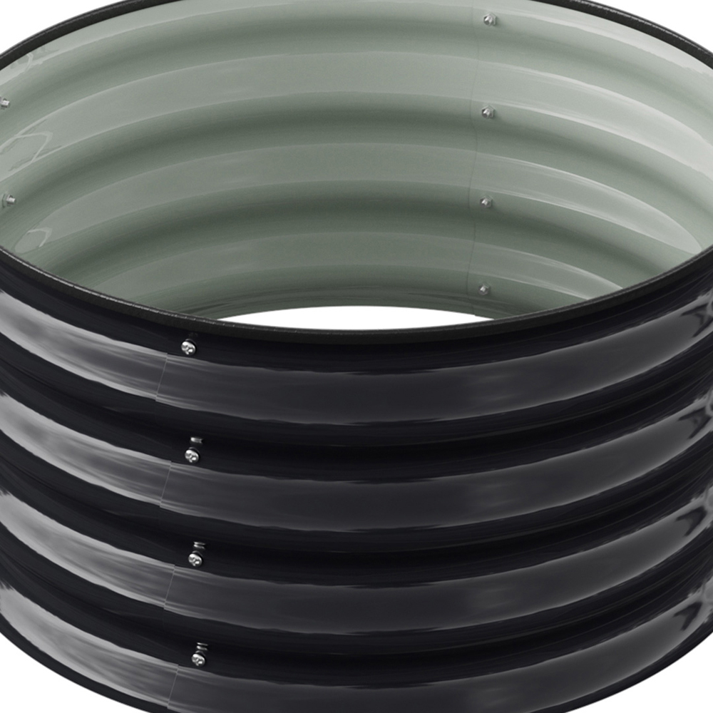 Living and Home Black Round Metal Raised Garden Bed with Open Bottom 60 x 30cm Image 4
