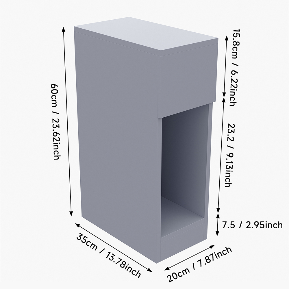 Living and Home Single Drawer Grey Bedside Table Image 9