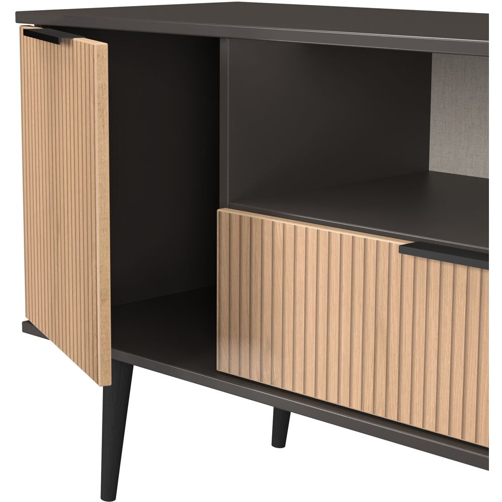 Crowndale Hong Kong 2 Door Single Drawer Slatt Effect and Graphite Wide TV Unit Ready Assembled Image 6