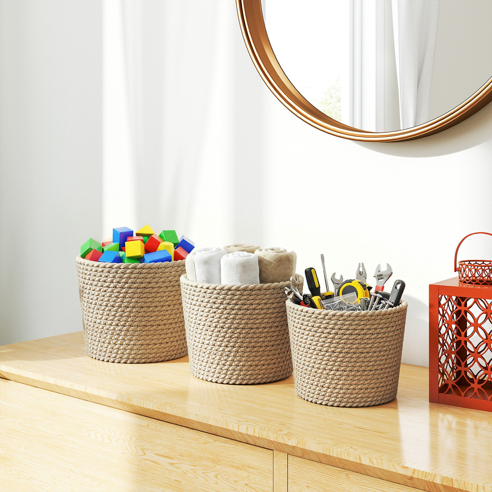 Outsunny Natural Bohemian Style Seagrass Plant Pot Set of 3 Image 4