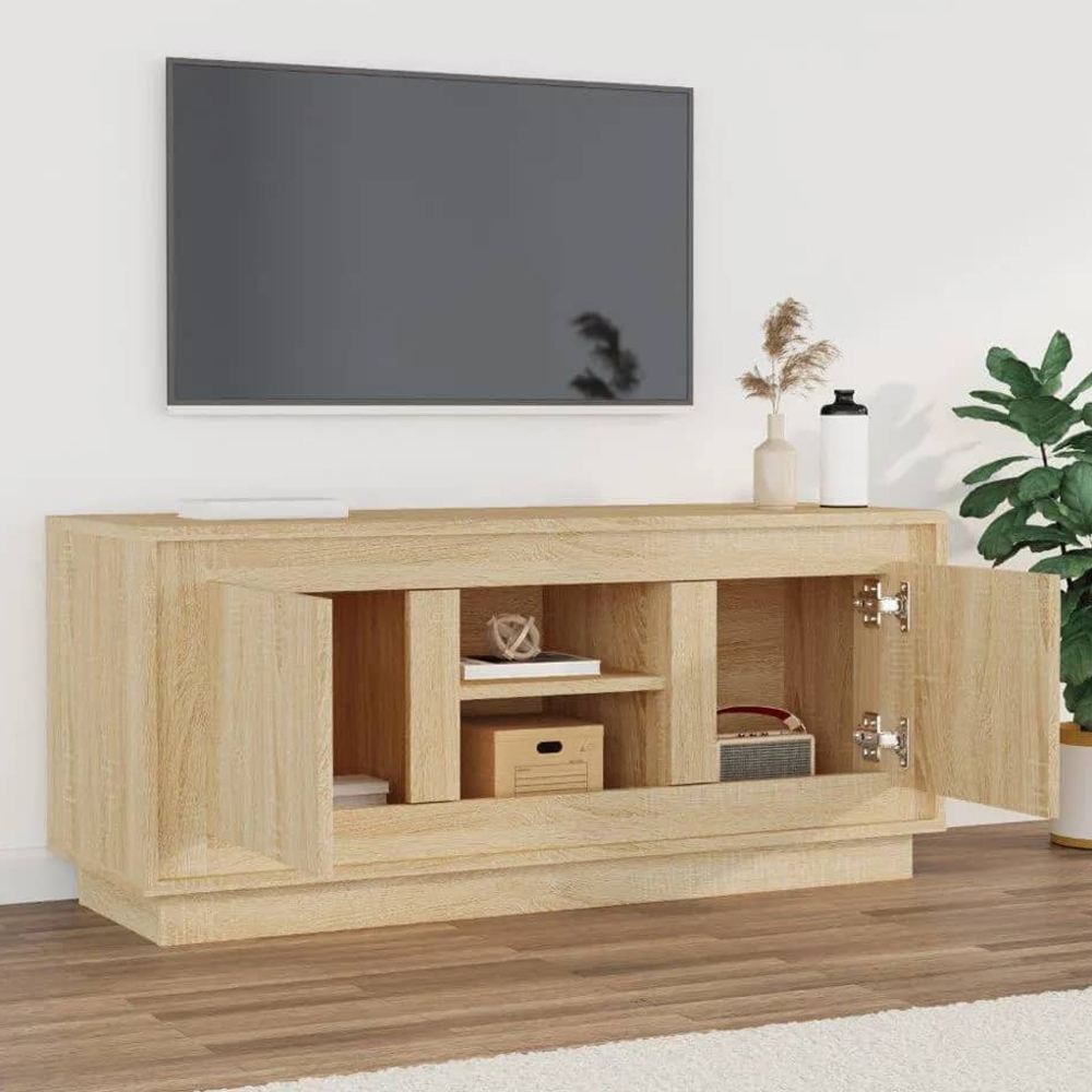 vidaXL 2 Door 2 Shelf Sonoma Oak TV Cabinet Image 1
