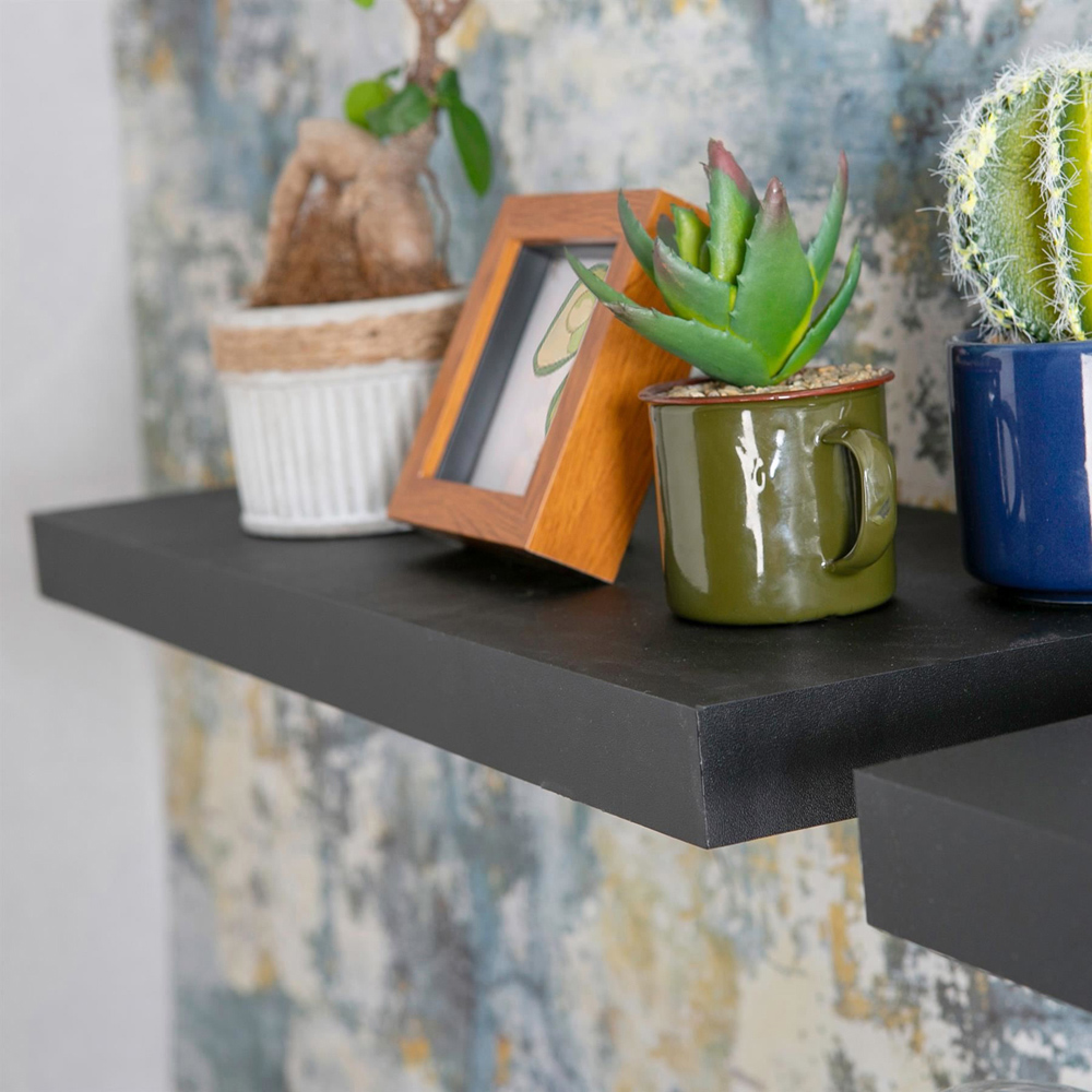 Harbour Housewares 60cm 3 Pack Black Floating Wall Shelf Image 3