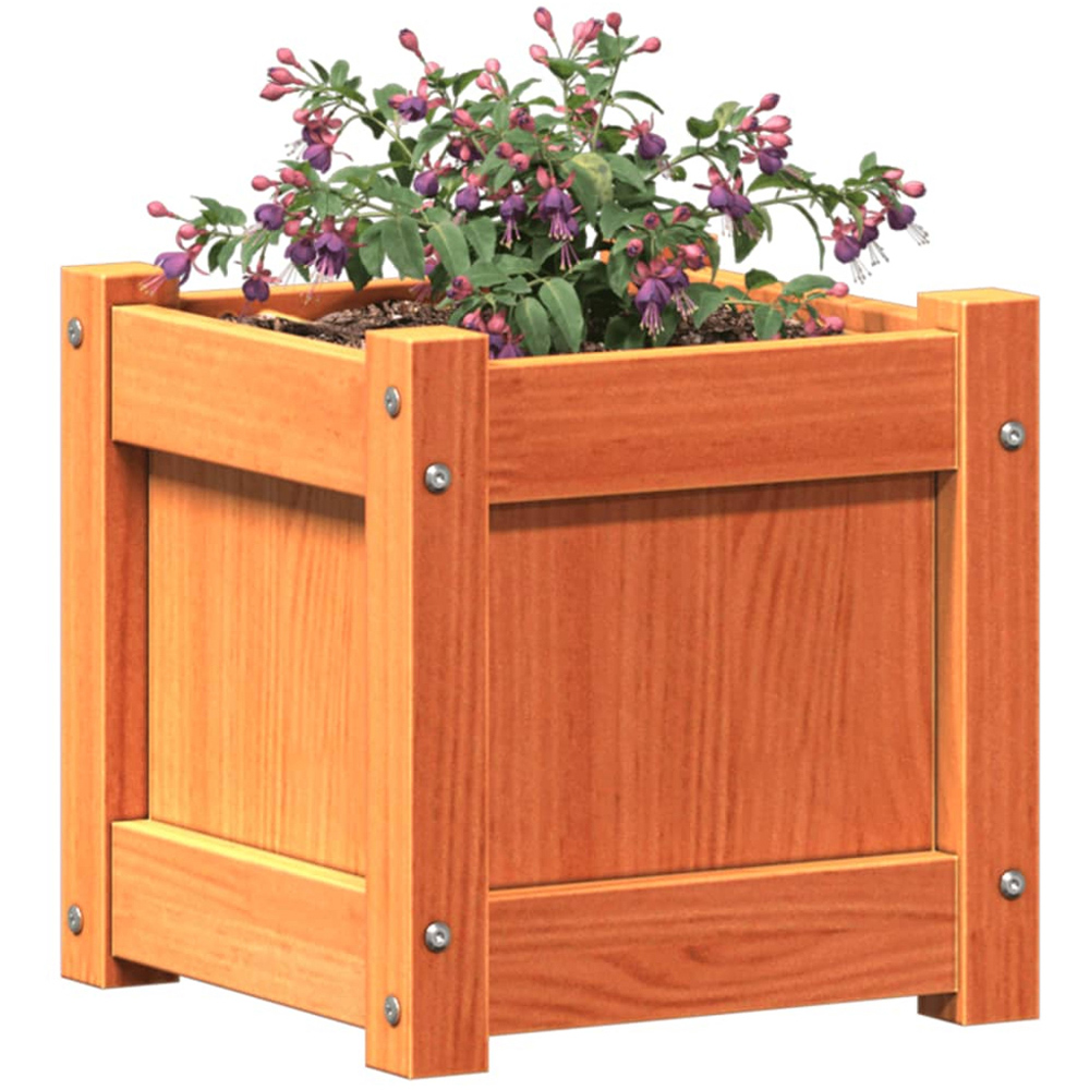 vidaXL Wax Brown Solid Pine Wood Garden Planter 31cm Image 3