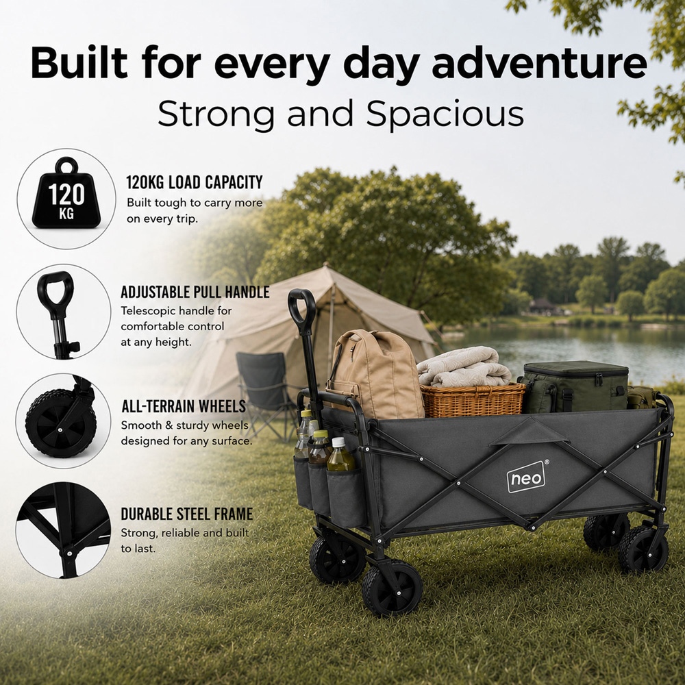 Neo Direct 140L Grey Heavy Duty Folding Garden Trolley Cart Image 7