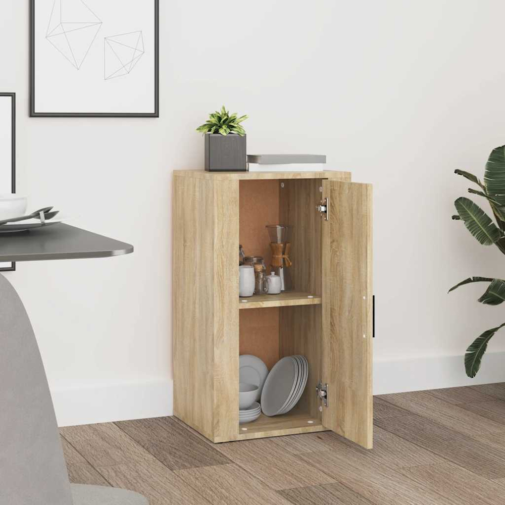 vidaXL Single Door Sonoma Oak Wooden Sideboard Image 8