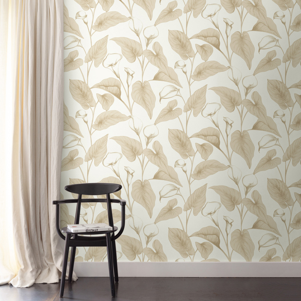 Grandeco Calla Beige Wallpaper Image 2