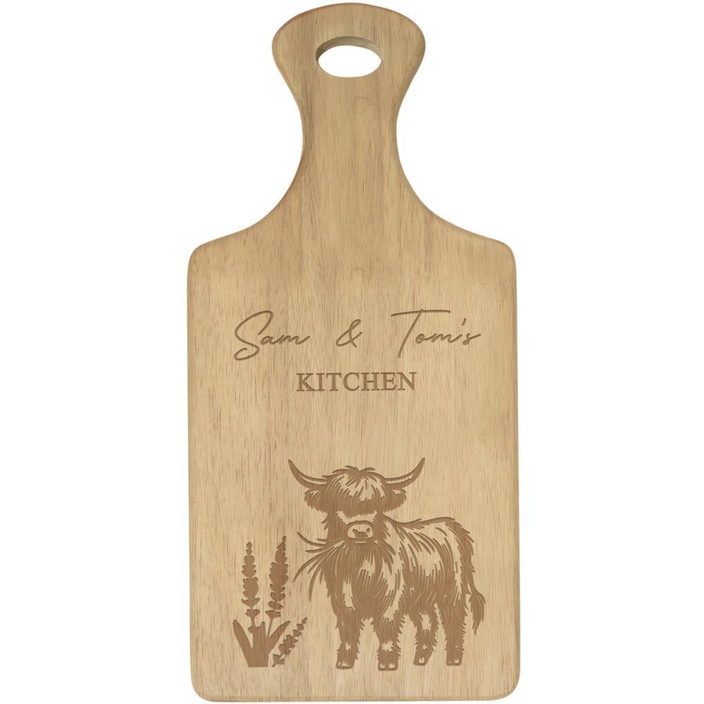 Personalised Memento Personalised Highland Cow Paddle Chopping Board Image 1
