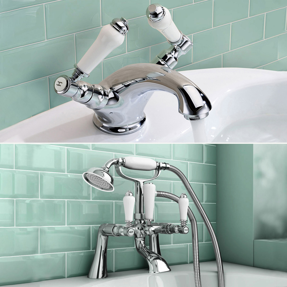 Nes Home Regalia Traditional Chrome Bath Filler Shower Mixer with Monobloc Tap Image 2