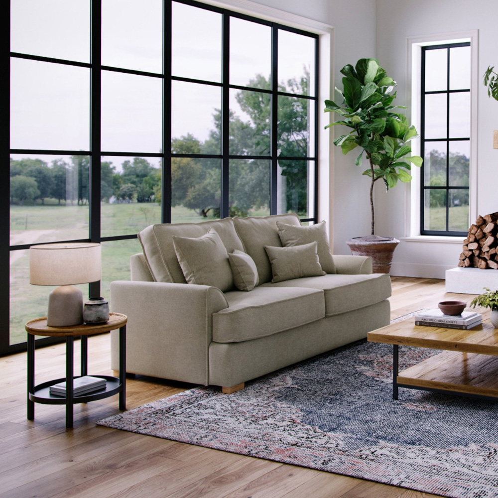 Alba City 2 Seater Stone Fabric Sofa Image 5