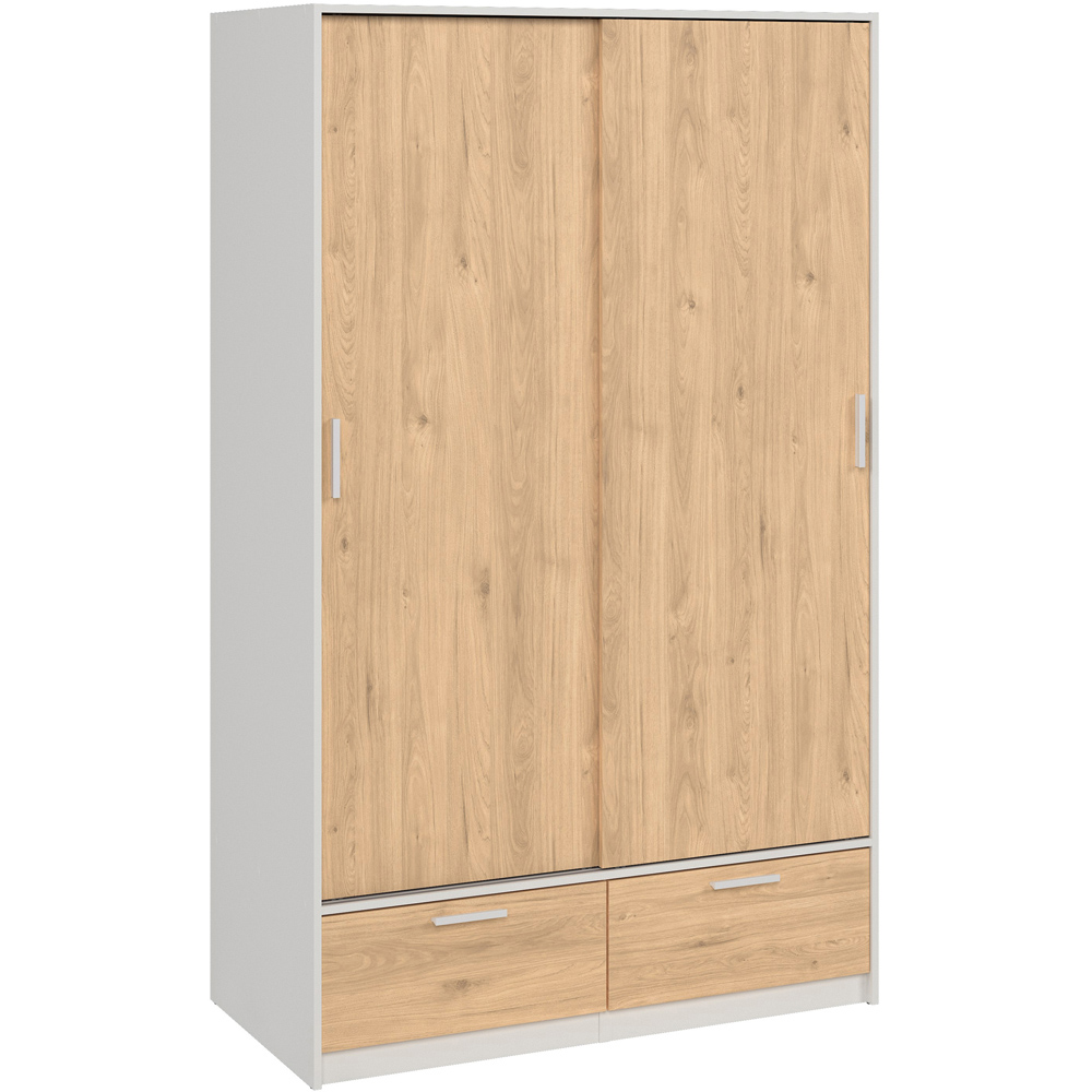 Florence Line 2 Door 2 Drawer White and Jackson Hickory Oak Wardrobe Image 2