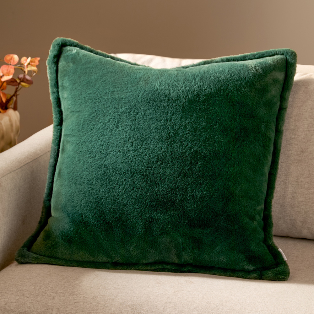 Furn Kallu Needle Green Faux Fur Cushion 55 x 55cm Image 2