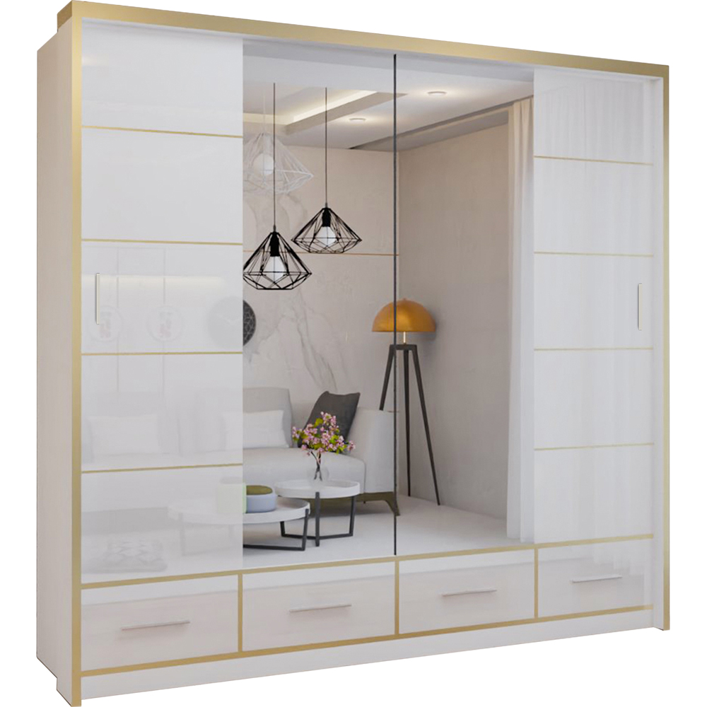Sliding Wardrobes 4U 2 Sliding Door White Modern High Gloss Mirrored Wardrobe Image 2
