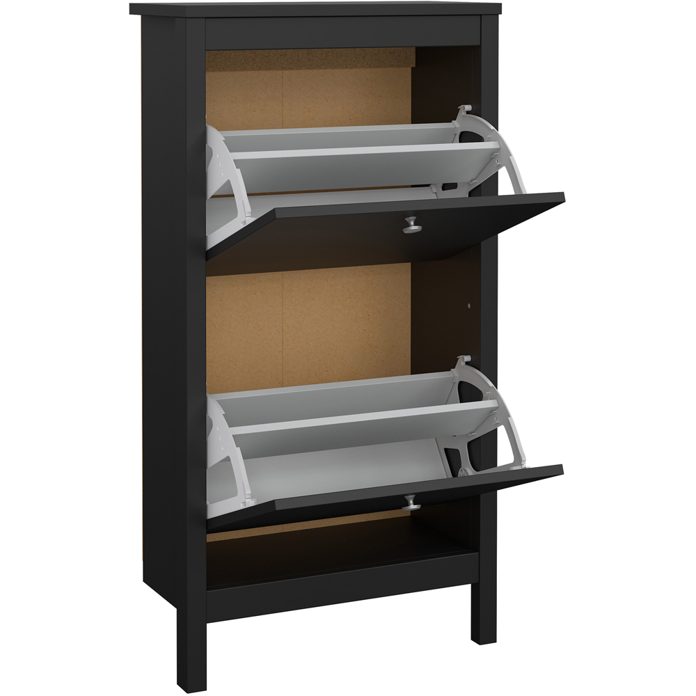 Florence Madrid 2 Flip Down Doors Matt Black Shoe Cabinet Image 4