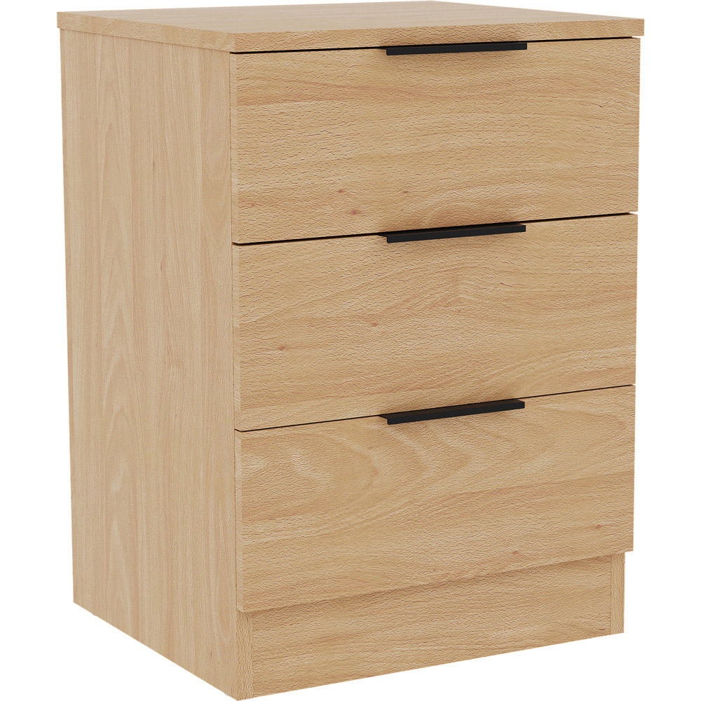 VIDA DESIGNS Terga 3 Drawer Pine Bedside Cabinet Image 2