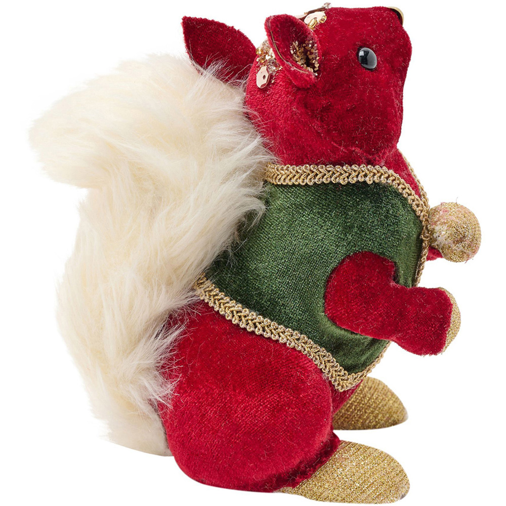 The Christmas Gift Co Red Velvet Squirrel Decoration Image 4