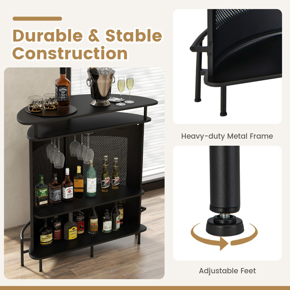 Costway 4 Shelf Black Bar Table Image 7