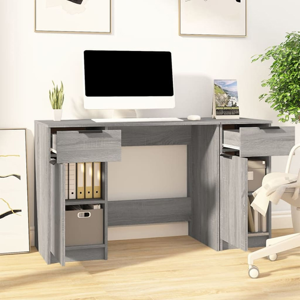 vidaXL 2 Door 2 Drawer Computer Desk Grey Sonoma Image 6